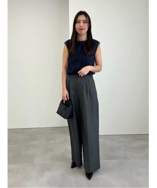 UR'S（ユアーズ）の「リネンライクサイドベルトデザインタックワイドパンツ（その他パンツ・レディース・ブラック/アイボリー/ダークブラウン/ブルー系その他/ダークグレー/サンドベージュ・S/M/L）」の16枚目の写真