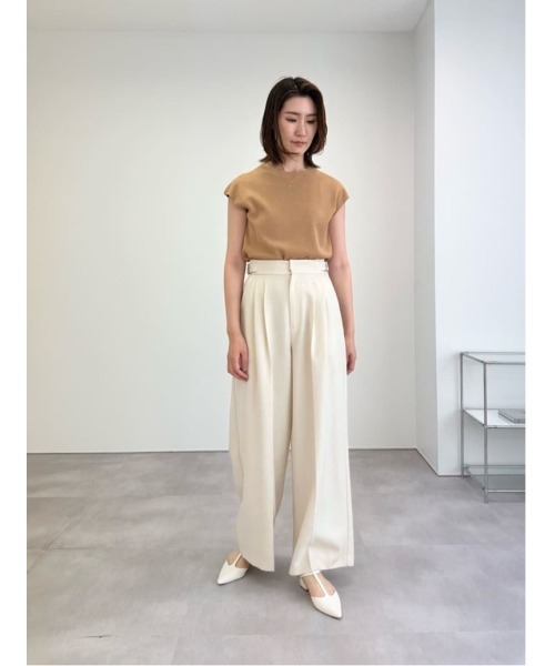 UR'S（ユアーズ）の「リネンライクサイドベルトデザインタックワイドパンツ（その他パンツ・レディース・ブラック/アイボリー/ダークブラウン/ブルー系その他/ダークグレー/サンドベージュ・S/M/L）」の18枚目の写真