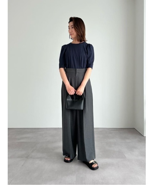 UR'S（ユアーズ）の「リネンライクサイドベルトデザインタックワイドパンツ（その他パンツ・レディース・ブラック/アイボリー/ダークブラウン/ブルー系その他/ダークグレー/サンドベージュ・S/M/L）」の20枚目の写真