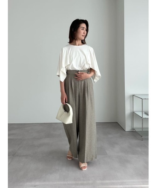 UR'S（ユアーズ）の「リネンライクサイドベルトデザインタックワイドパンツ（その他パンツ・レディース・ブラック/アイボリー/ダークブラウン/ブルー系その他/ダークグレー/サンドベージュ・S/M/L）」の21枚目の写真