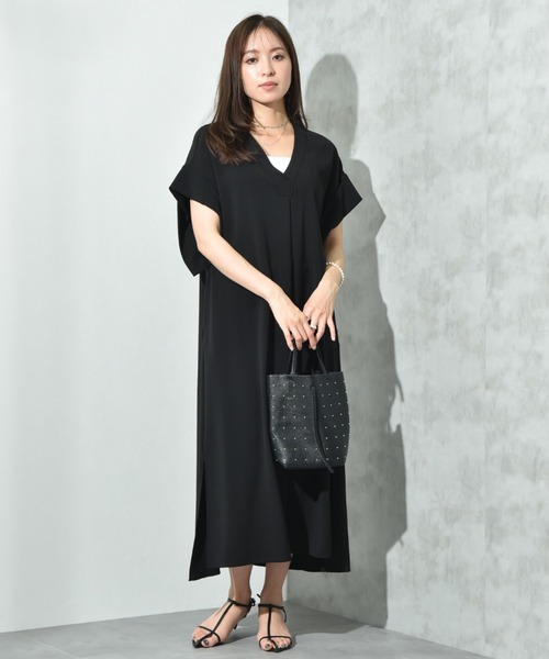 INTERPLANET(インタープラネット)の「【CLOCHE】接触冷感Vネックワンピース(ワンピース・レディース・ベージュ/グリーン/ブラック・FREE)」の7枚目の写真