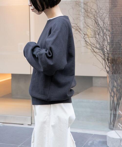 FORK&SPOON（フォークアンドスプーン）の「FORK&SPOON　スーピマコットン混反毛クルーネックスウェット（スウェット・レディース・スミクロ/アイボリー/ライトブルー・1）」の7枚目の写真