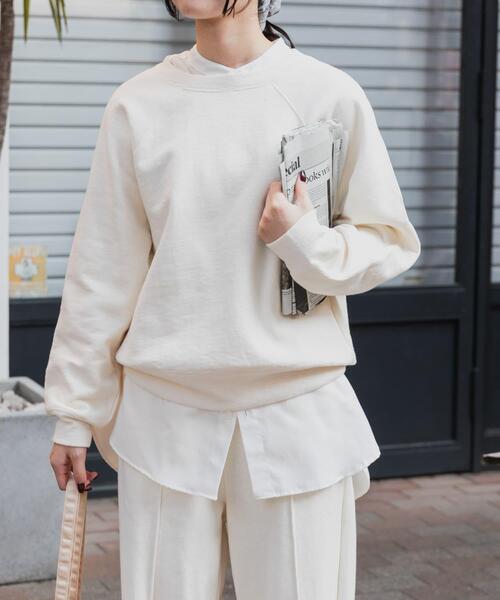 FORK&SPOON（フォークアンドスプーン）の「FORK&SPOON　スーピマコットン混反毛クルーネックスウェット（スウェット・レディース・スミクロ/アイボリー/ライトブルー・1）」の14枚目の写真