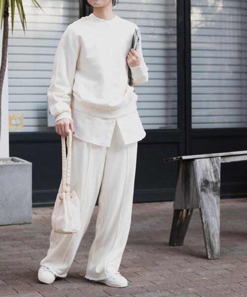 FORK&SPOON（フォークアンドスプーン）の「FORK&SPOON　スーピマコットン混反毛クルーネックスウェット（スウェット・レディース・スミクロ/アイボリー/ライトブルー・1）」の19枚目の写真