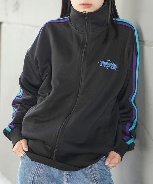 THRASHER(スラッシャー)の「TRACK TOP JACKET/スラッシャートラックジャケット ジャージ サイドライン 刺繍ロゴ ジップアップ スポーツMIX ストリート(ジャージ・メンズ・ブラウン/ブラック・LARGE/X-LARGE/MEDIUM)」の4枚目の写真