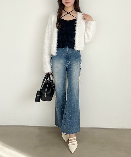 one after another NICE CLAUP（ワンアフターアナザーナイスクラップ）の「フリルキャミソール（キャミソール・レディース・ホワイト系その他/ブルー系その他/オフホワイト/ブラック・FREE）」の6枚目の写真