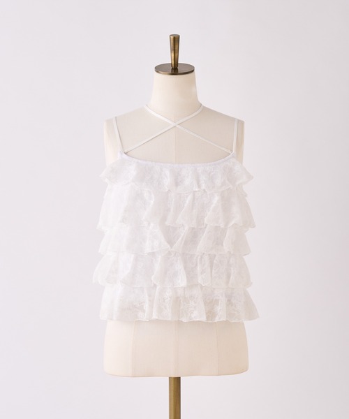 one after another NICE CLAUP（ワンアフターアナザーナイスクラップ）の「フリルキャミソール（キャミソール・レディース・ホワイト系その他/ブルー系その他/オフホワイト/ブラック・FREE）」の9枚目の写真