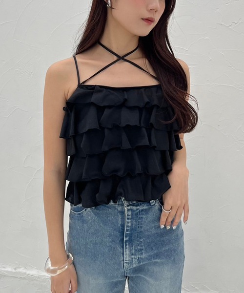 one after another NICE CLAUP（ワンアフターアナザーナイスクラップ）の「フリルキャミソール（キャミソール・レディース・ホワイト系その他/ブルー系その他/オフホワイト/ブラック・FREE）」の22枚目の写真