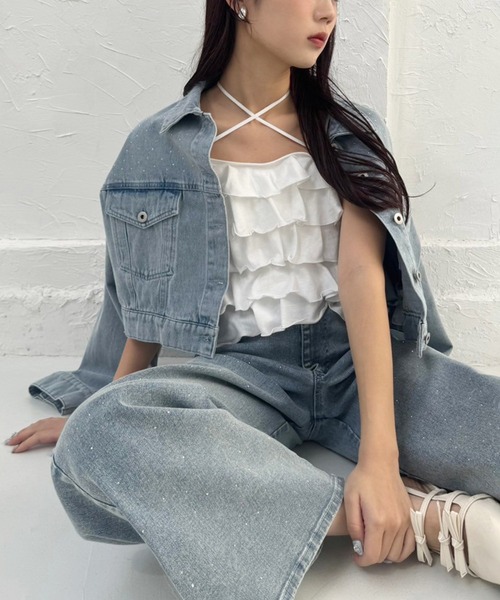 one after another NICE CLAUP（ワンアフターアナザーナイスクラップ）の「フリルキャミソール（キャミソール・レディース・ホワイト系その他/ブルー系その他/オフホワイト/ブラック・FREE）」の16枚目の写真