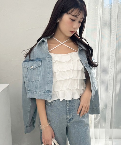 one after another NICE CLAUP（ワンアフターアナザーナイスクラップ）の「フリルキャミソール（キャミソール・レディース・ホワイト系その他/ブルー系その他/オフホワイト/ブラック・FREE）」の14枚目の写真