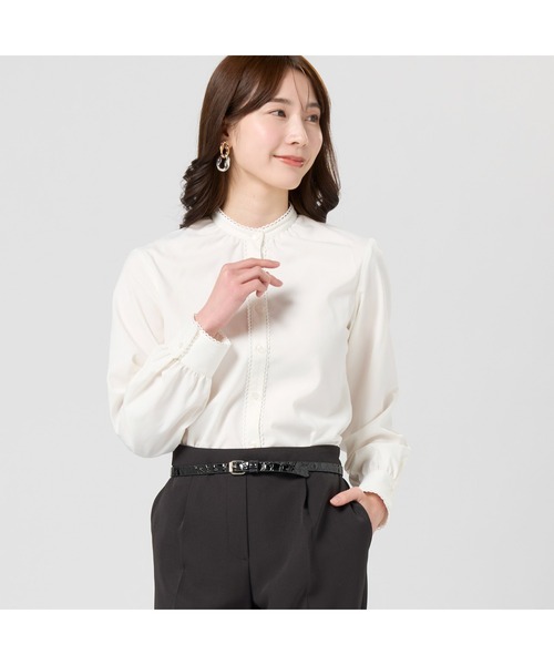 TOKYO SHIRTS(トウキョウシャツ)の「【吸水速乾】【COFREX】ピコレース レディース長袖シャツ(シャツ/ブラウス・レディース・ホワイト・M/L/LL/XL/S)」の1枚目の写真