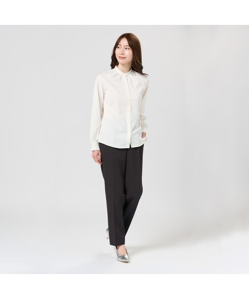 TOKYO SHIRTS(トウキョウシャツ)の「【吸水速乾】【COFREX】ピコレース レディース長袖シャツ(シャツ/ブラウス・レディース・ホワイト・M/L/LL/XL/S)」の2枚目の写真