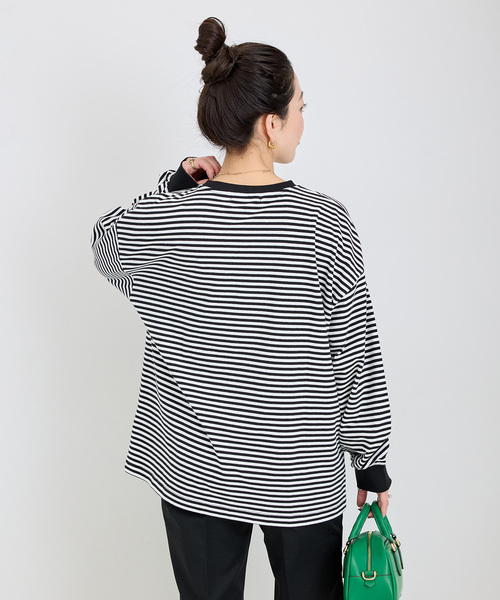 B.C STOCK(ベーセーストック)の「ボーダーロンTEE(Tシャツ/カットソー・レディース・パープル/ブラック/ブルー・FREE)」の9枚目の写真