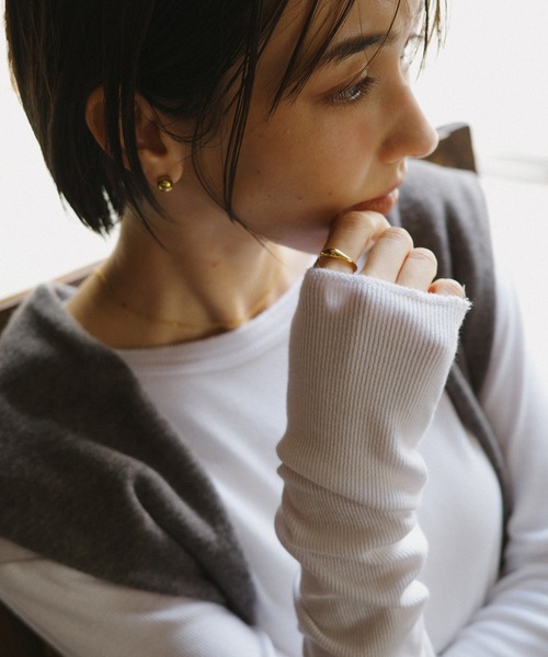 evernavy（エバーネイビー）の「【新色・新サイズ追加】テレコリブクルーネックプルオーバー（Tシャツ/カットソー・レディース・グレー/ネイビー/クリーム/オフホワイト/ブラック/チャコールグレー/ブラウン系その他・M/L）」の2枚目の写真