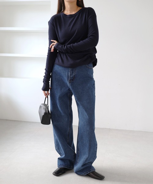 evernavy（エバーネイビー）の「【新色・新サイズ追加】テレコリブクルーネックプルオーバー（Tシャツ/カットソー・レディース・グレー/ネイビー/クリーム/オフホワイト/ブラック/チャコールグレー/ブラウン系その他・M/L）」の21枚目の写真