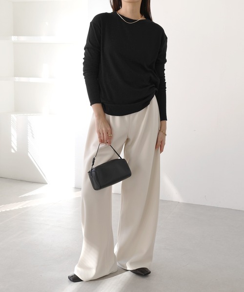 evernavy（エバーネイビー）の「【新色・新サイズ追加】テレコリブクルーネックプルオーバー（Tシャツ/カットソー・レディース・グレー/ネイビー/クリーム/オフホワイト/ブラック/チャコールグレー/ブラウン系その他・M/L）」の19枚目の写真