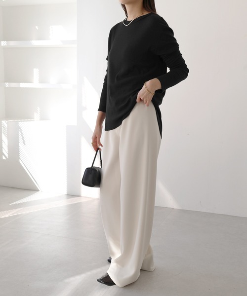 evernavy（エバーネイビー）の「【新色・新サイズ追加】テレコリブクルーネックプルオーバー（Tシャツ/カットソー・レディース・グレー/ネイビー/クリーム/オフホワイト/ブラック/チャコールグレー/ブラウン系その他・M/L）」の18枚目の写真