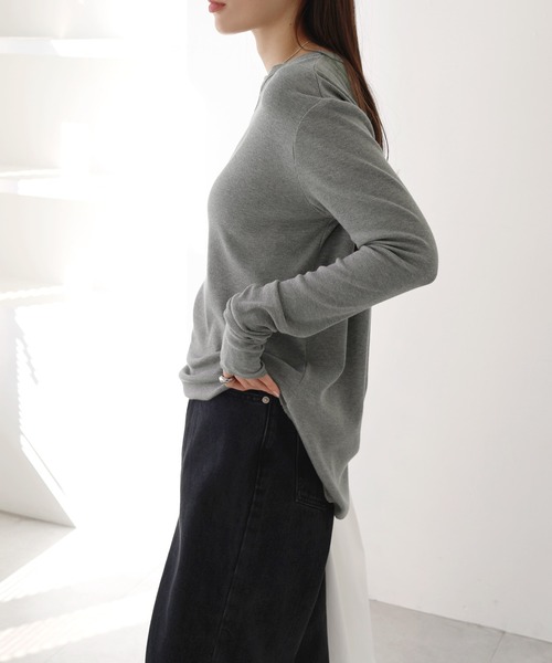 evernavy（エバーネイビー）の「【新色・新サイズ追加】テレコリブクルーネックプルオーバー（Tシャツ/カットソー・レディース・グレー/ネイビー/クリーム/オフホワイト/ブラック/チャコールグレー/ブラウン系その他・M/L）」の9枚目の写真