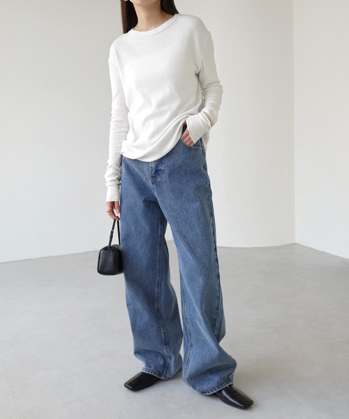 evernavy（エバーネイビー）の「【新色・新サイズ追加】テレコリブクルーネックプルオーバー（Tシャツ/カットソー・レディース・グレー/ネイビー/クリーム/オフホワイト/ブラック/チャコールグレー/ブラウン系その他・M/L）」の10枚目の写真