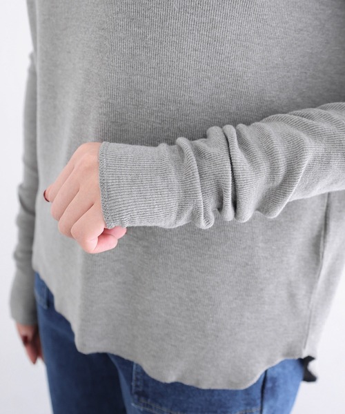 evernavy（エバーネイビー）の「【新色・新サイズ追加】テレコリブクルーネックプルオーバー（Tシャツ/カットソー・レディース・グレー/ネイビー/クリーム/オフホワイト/ブラック/チャコールグレー/ブラウン系その他・M/L）」の12枚目の写真