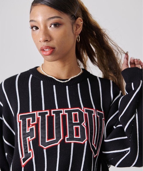 FUBU( フブ)の「FUBU フブ ブランド ロゴ 刺繍 ワッペン ストライプ クルーネック ニット プルオーバー セーター(ニット/セーター・メンズ・オフホワイト/ブラック・M/XXL/XL/L)」の20枚目の写真