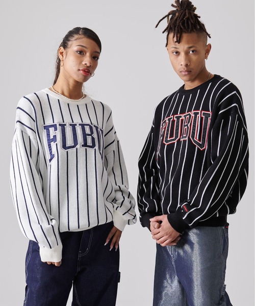 FUBU( フブ)の「FUBU フブ ブランド ロゴ 刺繍 ワッペン ストライプ クルーネック ニット プルオーバー セーター(ニット/セーター・メンズ・オフホワイト/ブラック・M/XXL/XL/L)」の3枚目の写真
