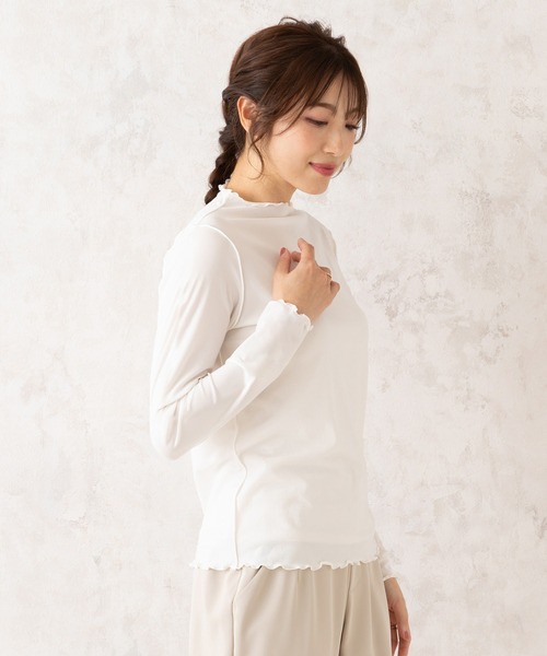 0354A Rose Tiara 長袖カットソー セール】パウダリーチュールカットソー（Tシャツ/カットソー