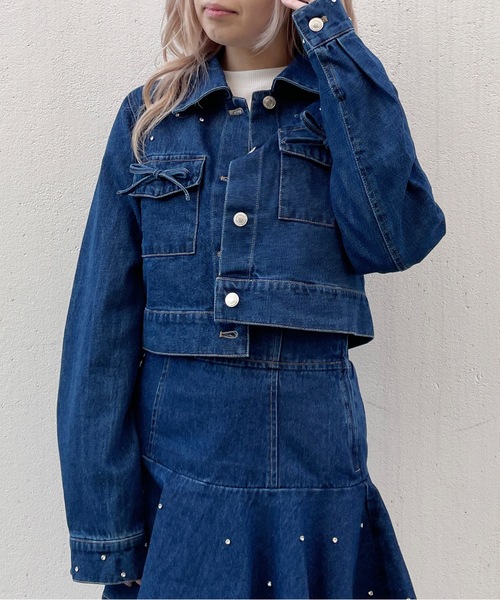 abc une face（アーベーセーアンフェイス）の「【セットアップ対応アイテム】ビジュ付Gジャン（その他アウター・レディース・ホワイト/ブラック/ネイビー・FREE）」の12枚目の写真