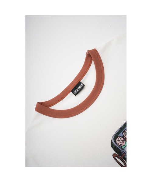 SPLR（エス・ピー・エル・アール）の「ティーシャツ｜Canned Logo Brown Ringer Tee｜SPLR（Tシャツ/カットソー・メンズ・ホワイト・S/M/L/XL/XXL）」の3枚目の写真