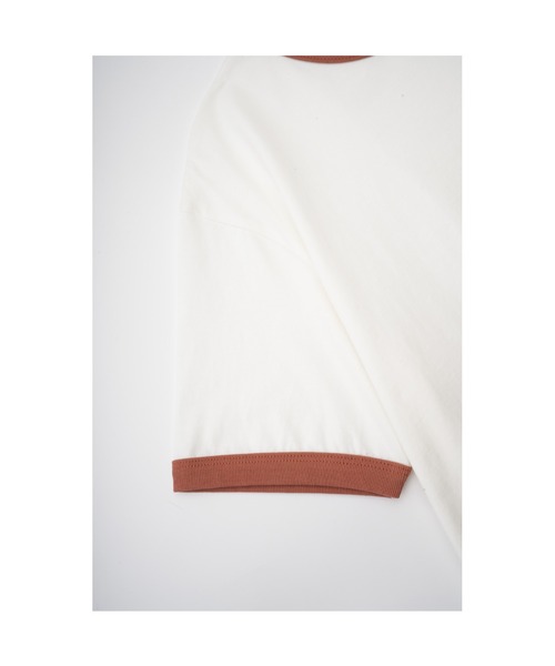 SPLR（エス・ピー・エル・アール）の「ティーシャツ｜Canned Logo Brown Ringer Tee｜SPLR（Tシャツ/カットソー・メンズ・ホワイト・S/M/L/XL/XXL）」の5枚目の写真