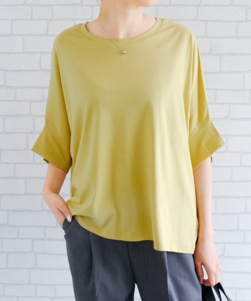 aquagarage(アクアガレージ)の「ビックシルエットカットソー(Tシャツ/カットソー・レディース・ピンク/イエロー/ブラック/チャコール・M)」の3枚目の写真