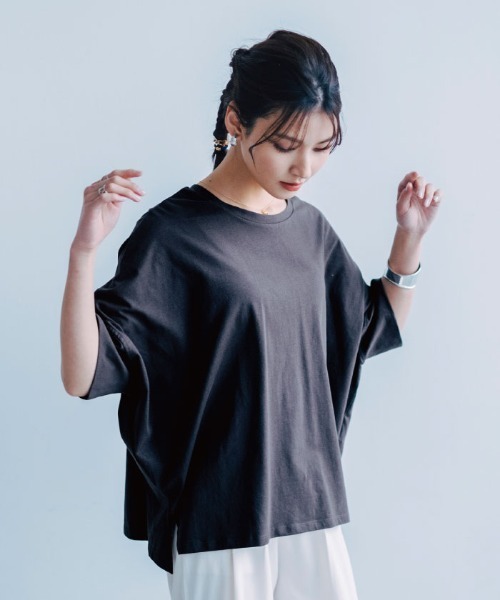 aquagarage(アクアガレージ)の「ビックシルエットカットソー(Tシャツ/カットソー・レディース・ピンク/イエロー/ブラック/チャコール・M)」の1枚目の写真