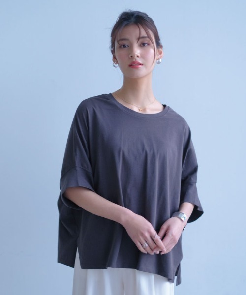 aquagarage(アクアガレージ)の「ビックシルエットカットソー(Tシャツ/カットソー・レディース・ピンク/イエロー/ブラック/チャコール・M)」の5枚目の写真