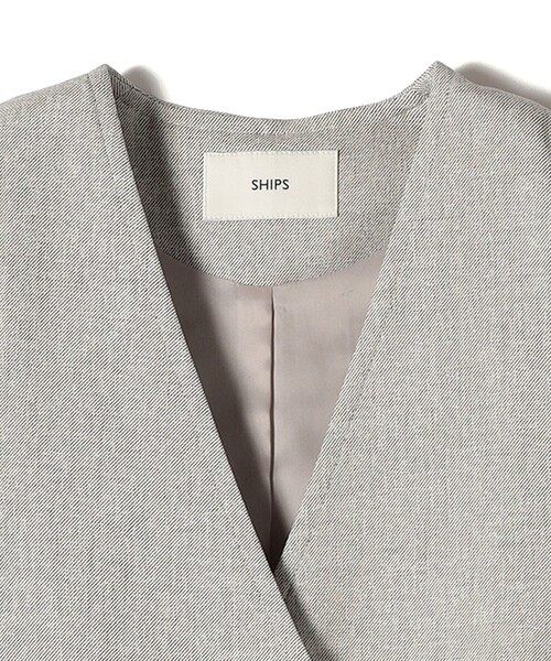 SHIPS(シップス)の「〈手洗い可能〉シャークスキン ジレ ワンピース(ワンピース・レディース・ベージュ/ネイビー・ONE SIZE)」の17枚目の写真