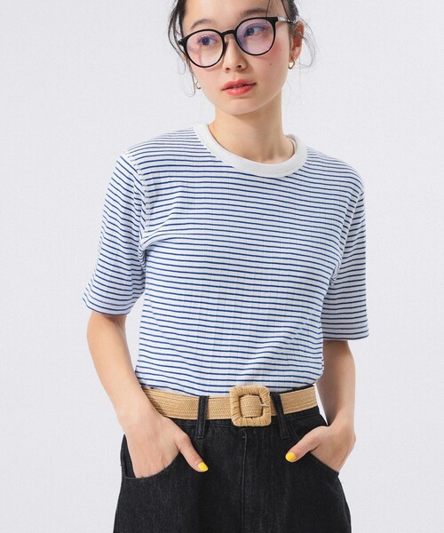 BEAMS BOY（ビームスボーイ）の「ペーパー ライク ベルト（ベルト・レディース・ベージュ/ブラック・ONE SIZE）」の3枚目の写真