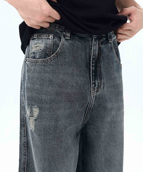 aimoha(アイモハ)の「【aimoha neo】Grunge Style Wide Jeans(デニムパンツ・メンズ・グレー・MEDIUM/LARGE/X-LARGE/XX-LARGE)」の9枚目の写真