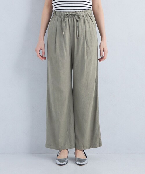 AURALEE オーラリー リネン グリーン ワイドパンツ ハイウエスト green label relaxing パンツ 「size SHORT/TALLあり」BREEZE