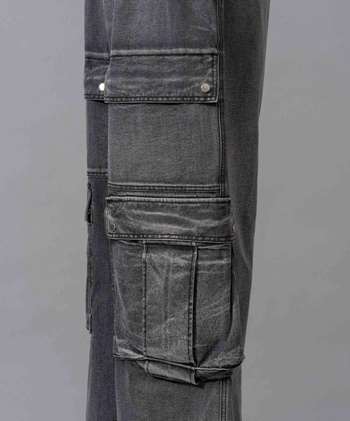 UNISEX》Double Big Pocket Prime-Wide Denim Cargo Pants