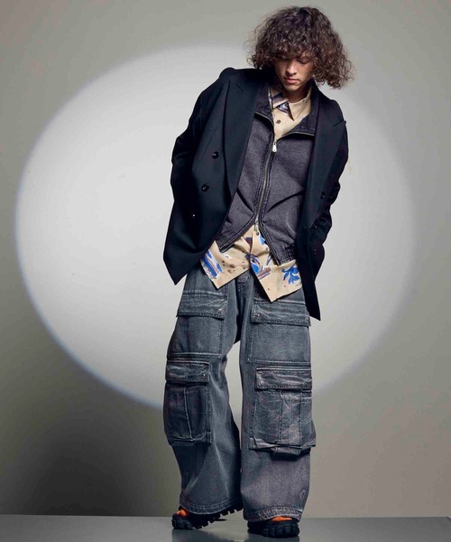 ダブルビッグポケットプライムワイドデニムカーゴパンツmaison special UNISEX》Double Big Pocket Prime-Wide Denim Cargo Pants