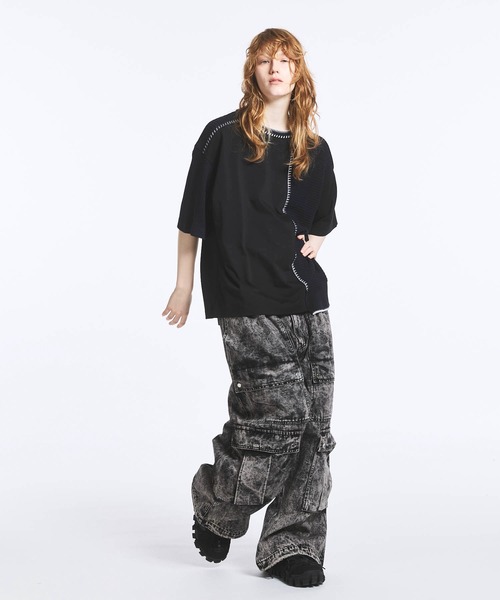 UNISEX》Double Big Pocket Prime-Wide Denim Cargo Pants
