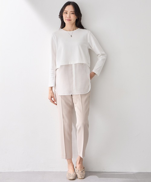 A/C DESIGN BY ALPHA CUBIC(エーシーデザインバイアルファキュービック)の「【2025年春夏】裾切替チュニック(Tシャツ/カットソー・レディース・オフホワイト・M/L)」の8枚目の写真