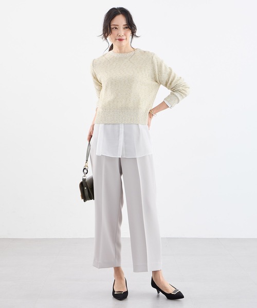 A/C DESIGN BY ALPHA CUBIC(エーシーデザインバイアルファキュービック)の「【2025年春夏】裾切替チュニック(Tシャツ/カットソー・レディース・オフホワイト・M/L)」の2枚目の写真