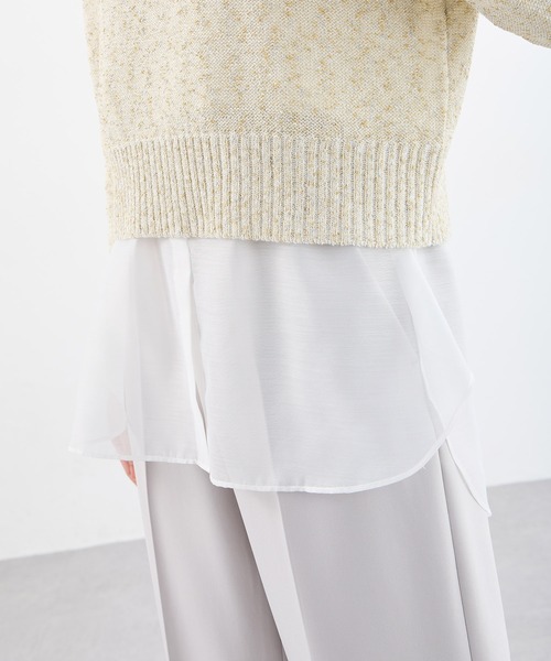 A/C DESIGN BY ALPHA CUBIC(エーシーデザインバイアルファキュービック)の「【2025年春夏】裾切替チュニック(Tシャツ/カットソー・レディース・オフホワイト・M/L)」の6枚目の写真