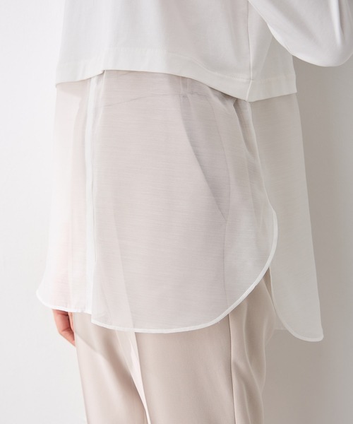 A/C DESIGN BY ALPHA CUBIC(エーシーデザインバイアルファキュービック)の「【2025年春夏】裾切替チュニック(Tシャツ/カットソー・レディース・オフホワイト・M/L)」の11枚目の写真