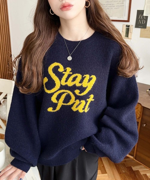 セール】ジャガードビッグロゴニットプルオーバー（ニット/セーター