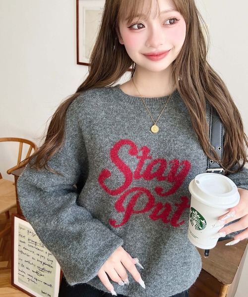 セール】ジャガードビッグロゴニットプルオーバー（ニット/セーター