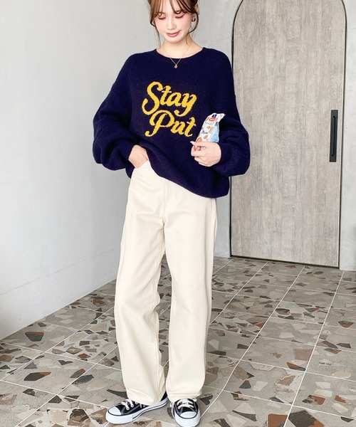 セール】ジャガードビッグロゴニットプルオーバー（ニット/セーター