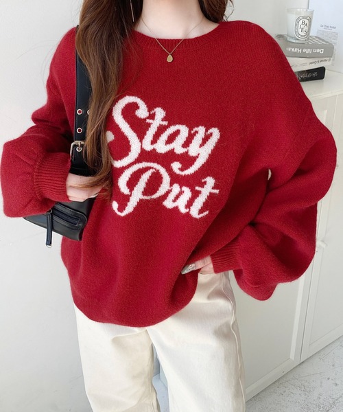 セール】ジャガードビッグロゴニットプルオーバー（ニット/セーター