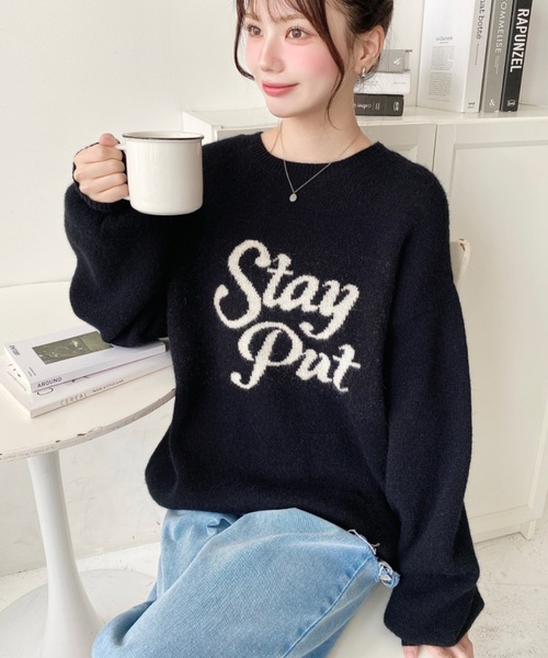 セール】ジャガードビッグロゴニットプルオーバー（ニット/セーター