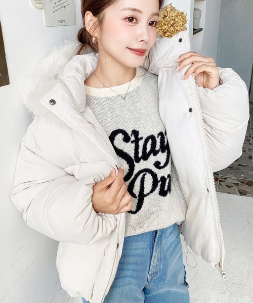 moment+（モーメントプラス）の「ジャガードビッグロゴニットプル